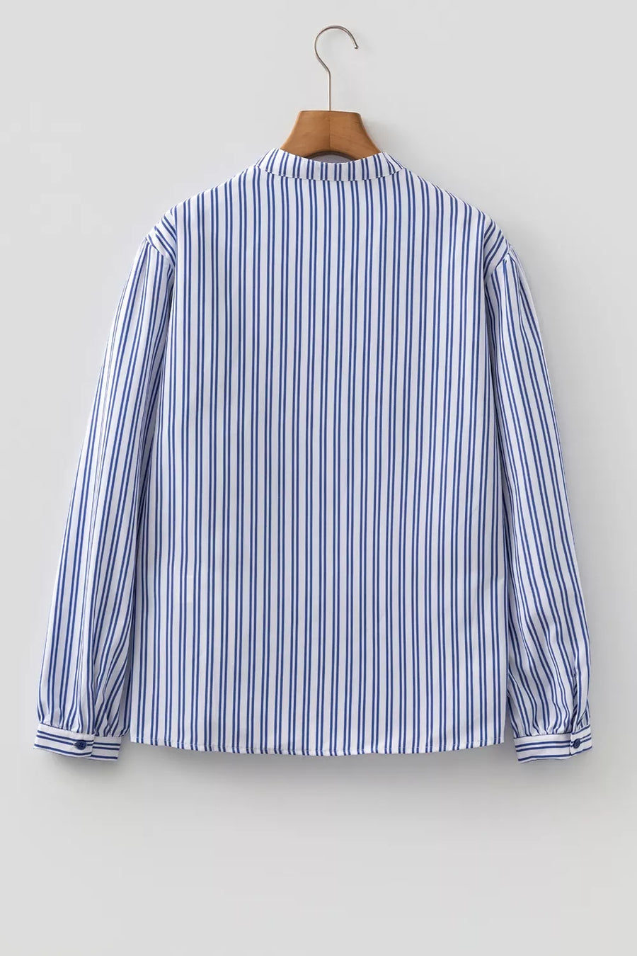Stripe Embroidered Button Front Long Sleeve Shirt option 5
