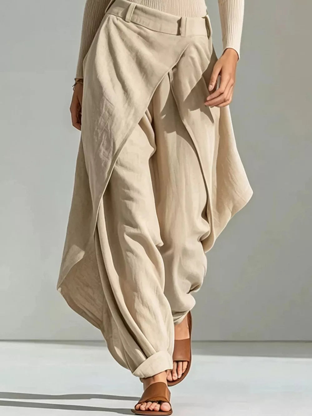100% polyester Care instructions: Machine wash cold two-piece set in beige with relaxed silhouette