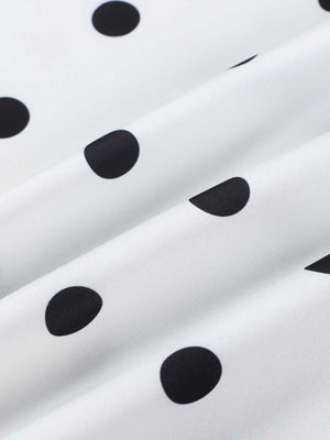 Polka Dot Midi Skirt With Lace Trim in White