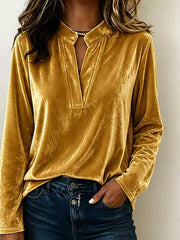 blouse in Dark Green with plus-size and hip-length
