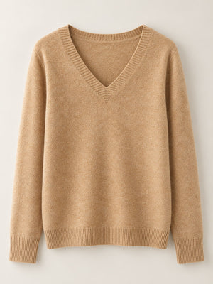 V-Neck Solid Color Sweater in Vibrant Orange with lightweight