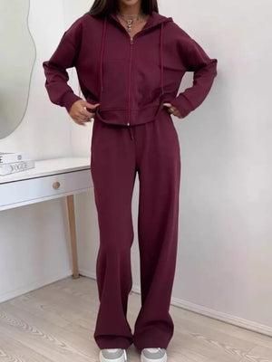 Apricot lounge set with pocketed and long sleeve