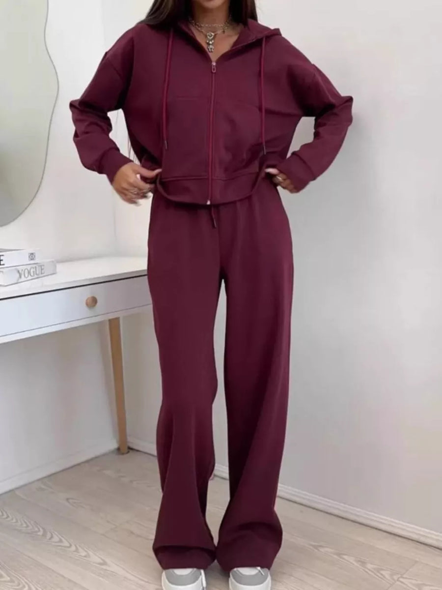 Apricot lounge set with pocketed and long sleeve