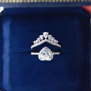 Silver with 2 Carat 925 Sterling Silver Moissanite Ring Set