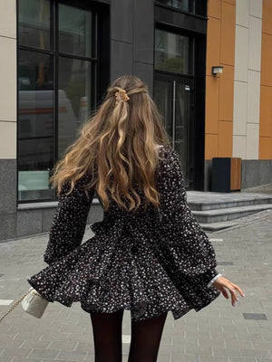 mini dress in Black with buttoned and mini