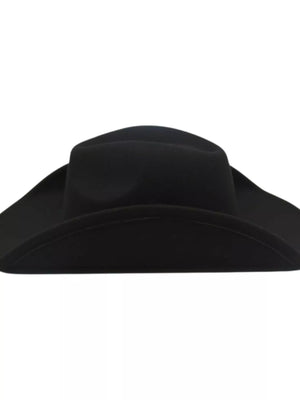 Black polyester cowboy hat with a classic shape and curved brim.