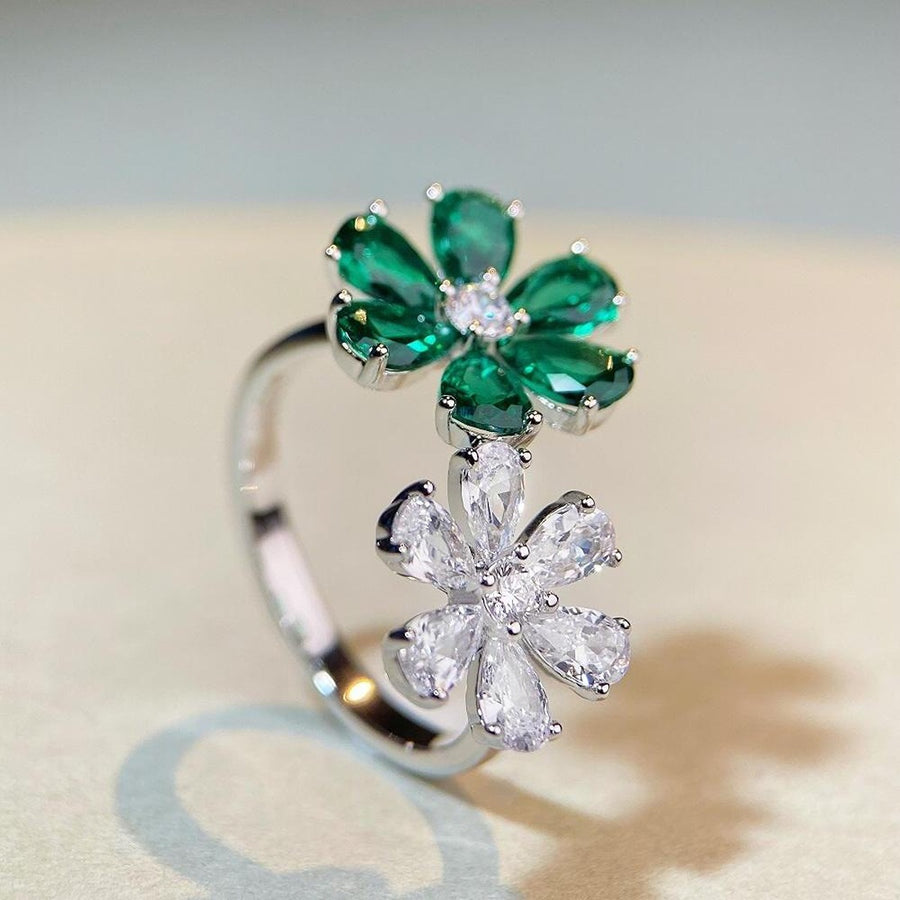 ring featuring floral in Dark Green with 925 sterling silver,Zircon Care instructions: While wearing the pearl jewelry, a