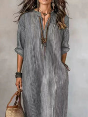maxi dress featuring striped in off-white with 100% polyester Care instructions: Machine wash cold texture