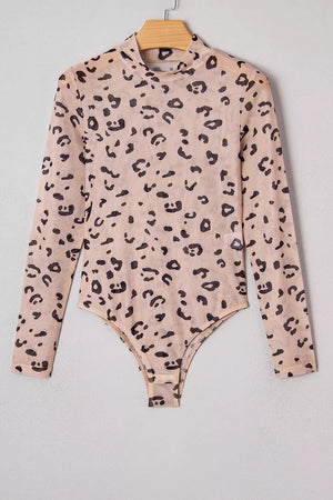 Mock Neck Sheer Mesh Leopard Bodysuit option 8