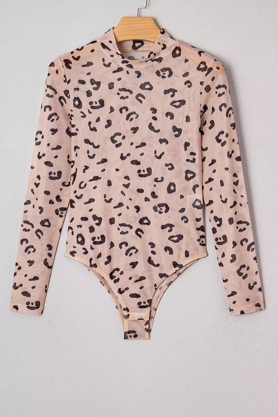 Mock Neck Sheer Mesh Leopard Bodysuit option 8