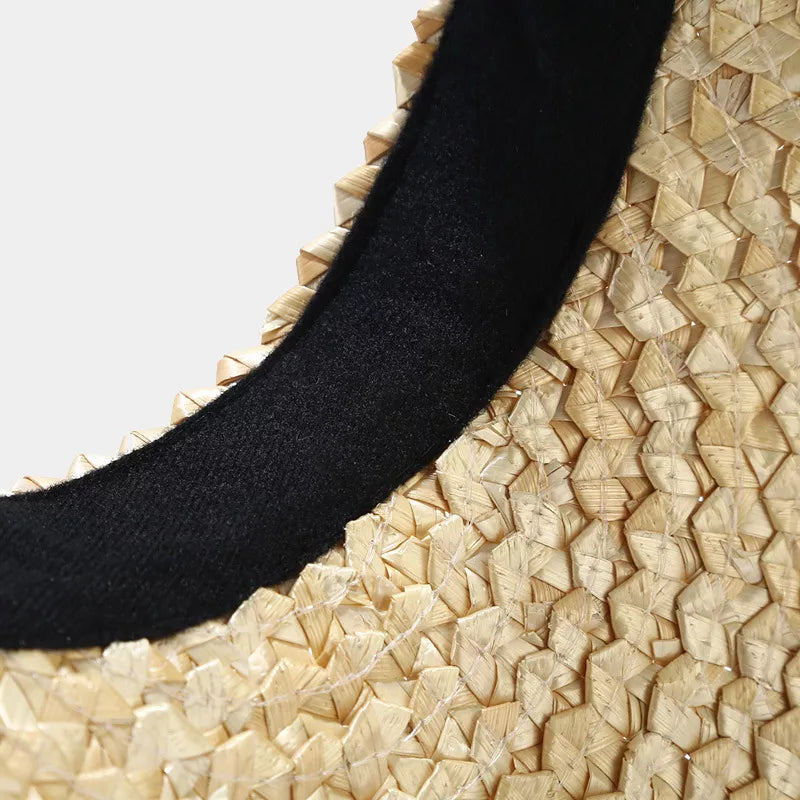 hat in natural beige with geometric and woven texture