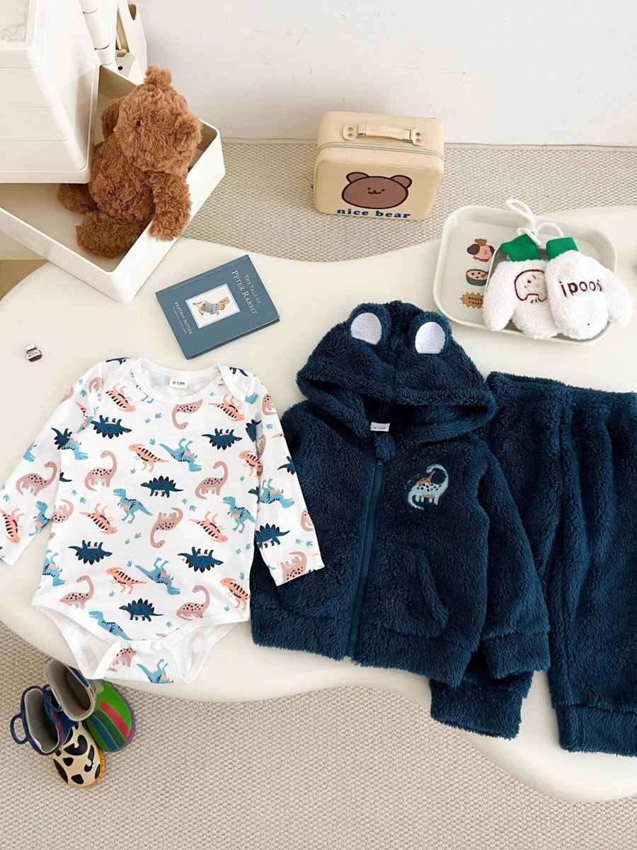 navy blue pajama set with full-length and zip-front