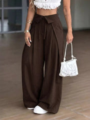 wide-leg pants featuring striped in Brown with 93% polyester, 7% viscose Care instructions: Machine wash cold texture