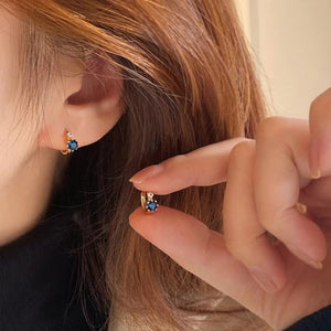 18K Gold-Plated,925 sterling silver,Zircon Care instructions: Avoid wearing duri hoop earrings in dark blue with jewelry