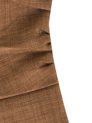 Brown one-shoulder wide leg jumpsuit with ruched side detail