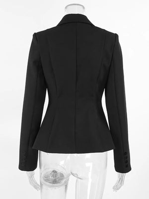 Navy Blue fitted blazer with notch lapel