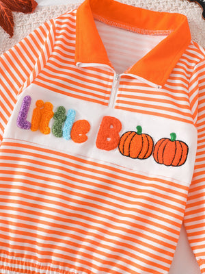 sweatshirt featuring striped in orange with 95% cotton, 5% spandex Care instructions: Machine wash cold texture