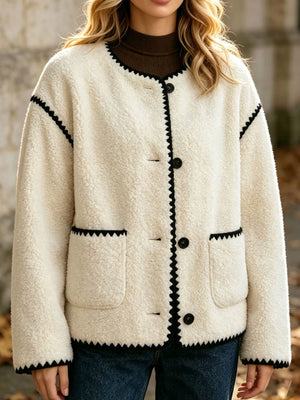 100% polyester Care instructions: Machine wash cold jacket in White with boxy silhouette