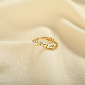 Gold adjustable ring with delicate pearl embellishments