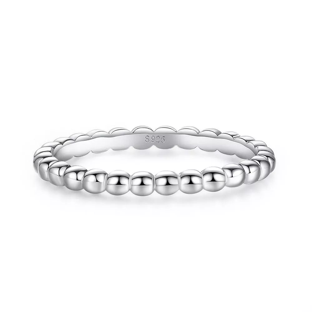 18k Gold-plated 925 Sterling Silver Bead Ring in Silver