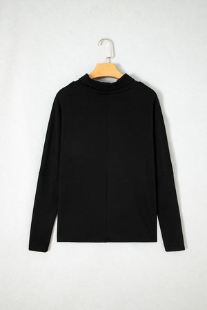 Black relaxed top with mock neck