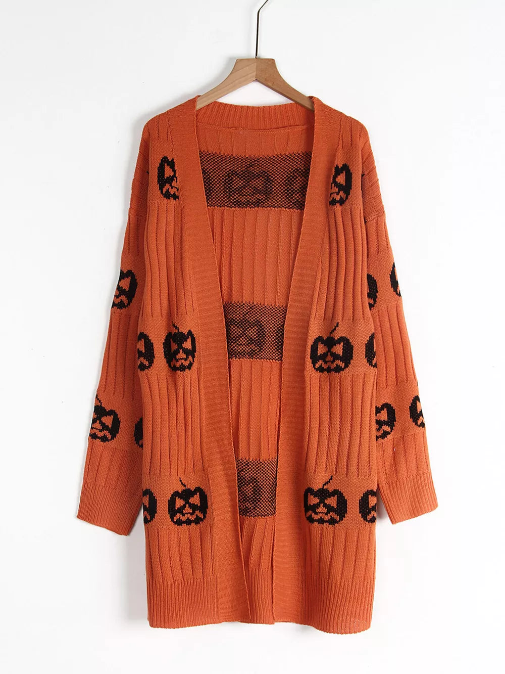 cardigan in Black with ribbed and thigh-length