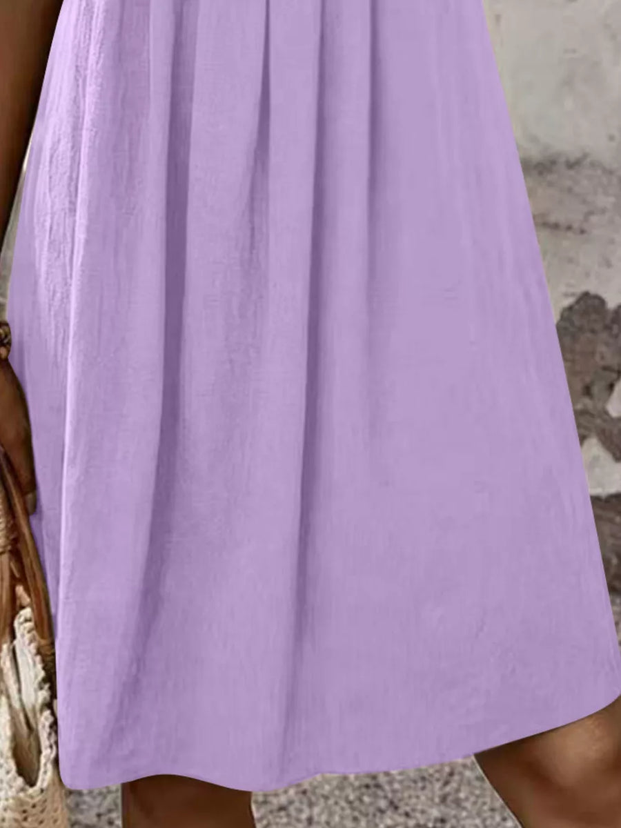 Orange A-line A-line dress with round neck