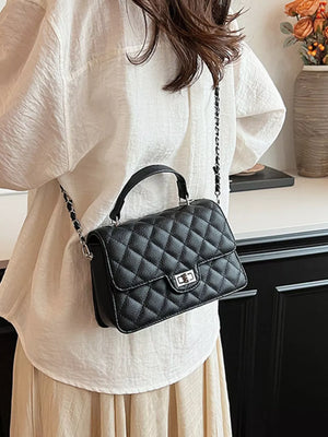 Black with Quilted Chain Strap Crossbody Bag