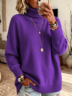 modern turtleneck sweater in Purple with turtleneck