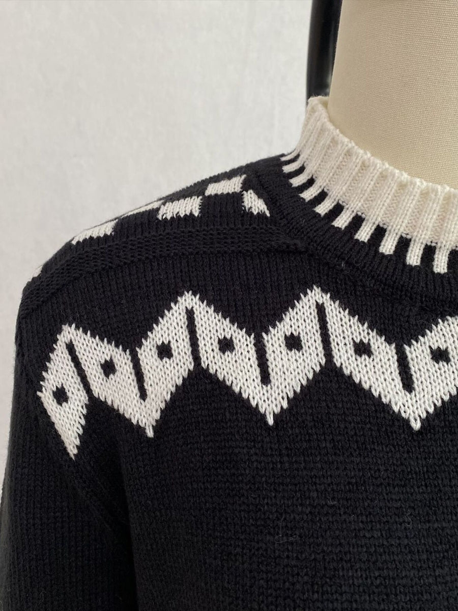 Christmas Festive Fair Isle Patterned Crew Neck Sweater in Red