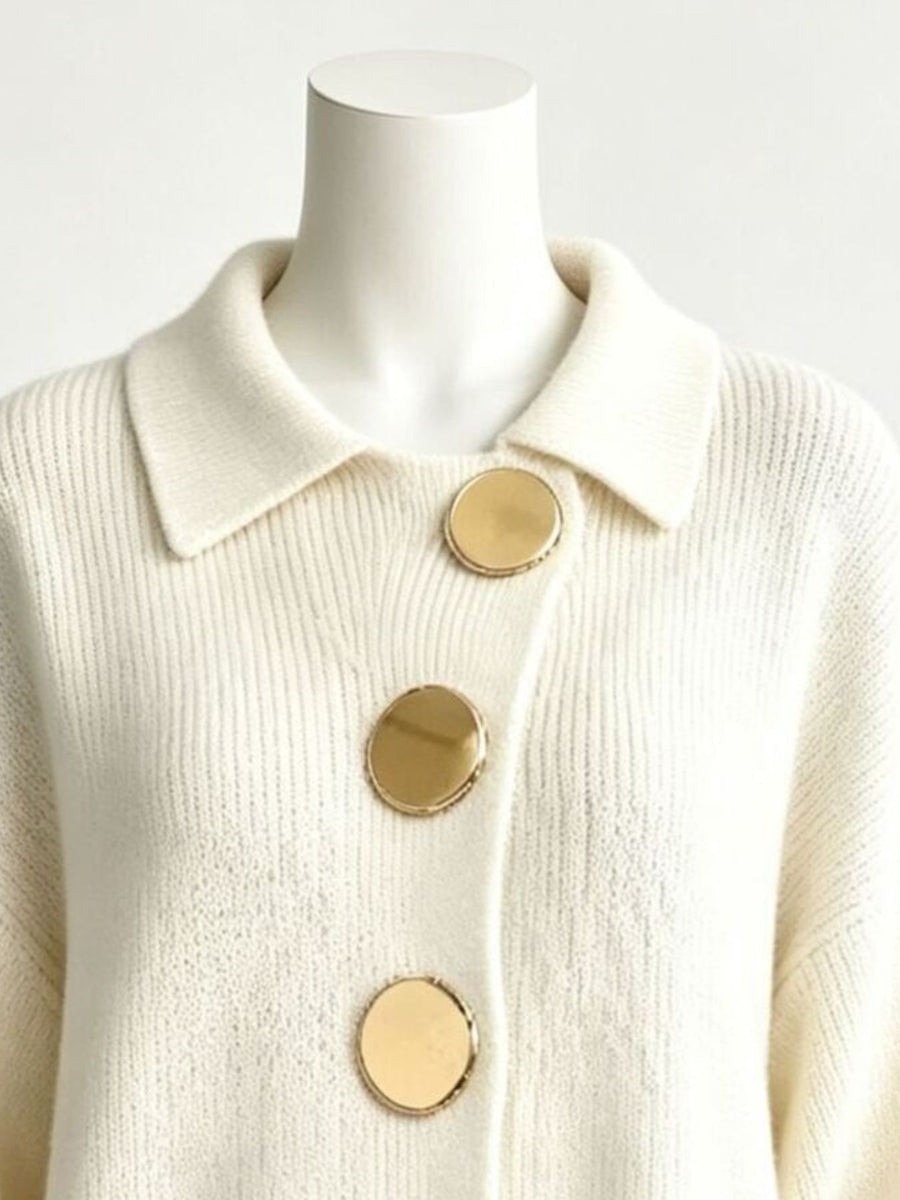 glam cardigan in golden with collared