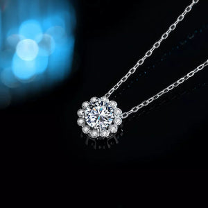 925 sterling silver,Moissanite,1ct Carat weight: 1ct Care instructions: Avoid we necklace in Silver with floral silhouette