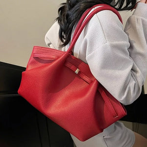 Pu Leather Shoulder Bag in Khaki