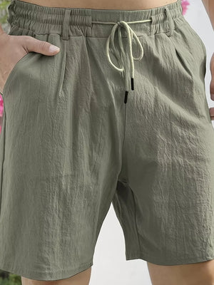Grey Men's Lightweight Drawstring Shorts Plus Size