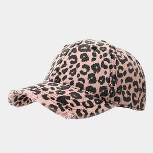cap in Grey with leopard and distressed