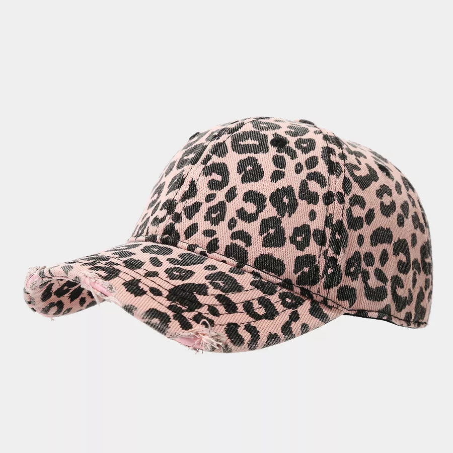cap in Grey with leopard and distressed