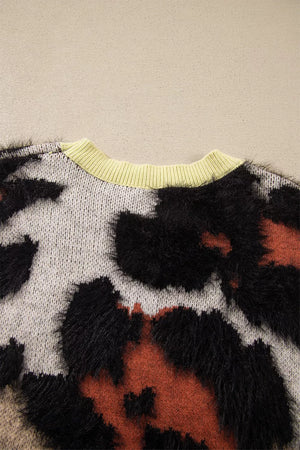cream pullover sweater with pullover and leopard-print