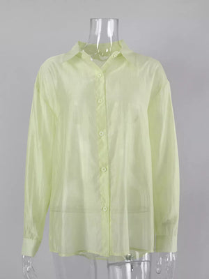 minimalist button-up shirt in Light Blue with collared