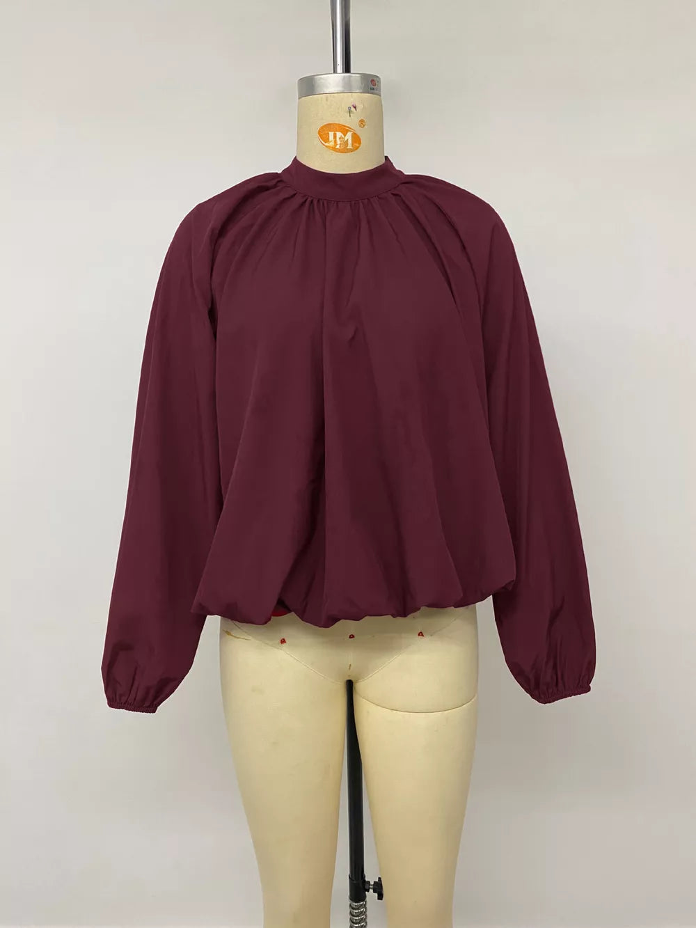 Fuchsia Pink relaxed blouse with mock neck