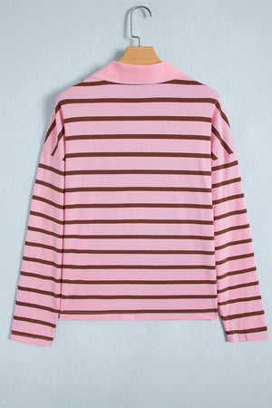 polo shirt in Dusty Pink with striped and collared