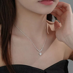 925 sterling silver,Zircon Care instructions: Avoid wearing during exercise, as necklace in clear with straight silhouette