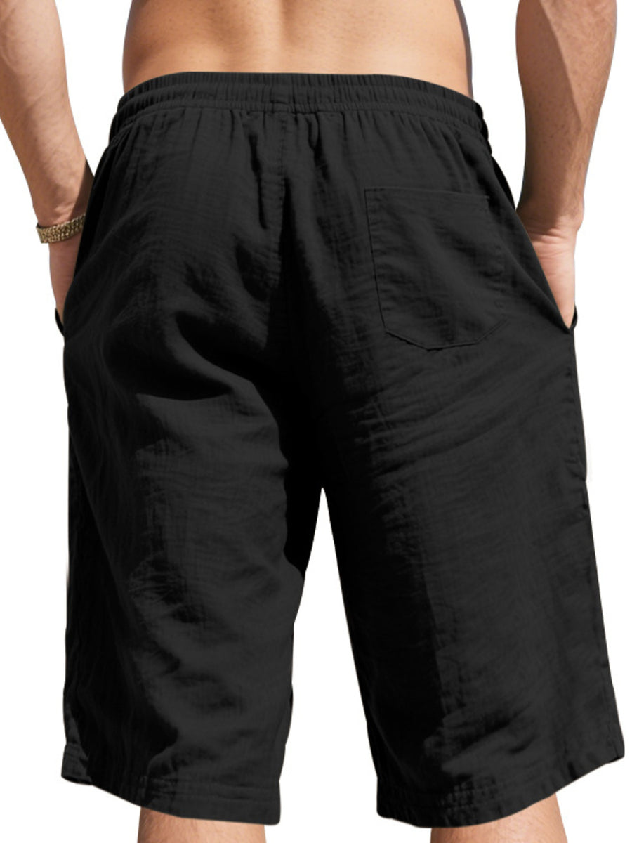 Light Khaki Men's Casual Drawstring Bermuda Shorts Plus Size