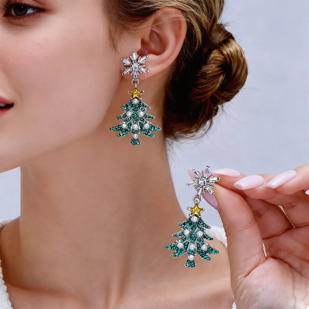 earrings in silver featuring rhinestone embellishment and dangle fit