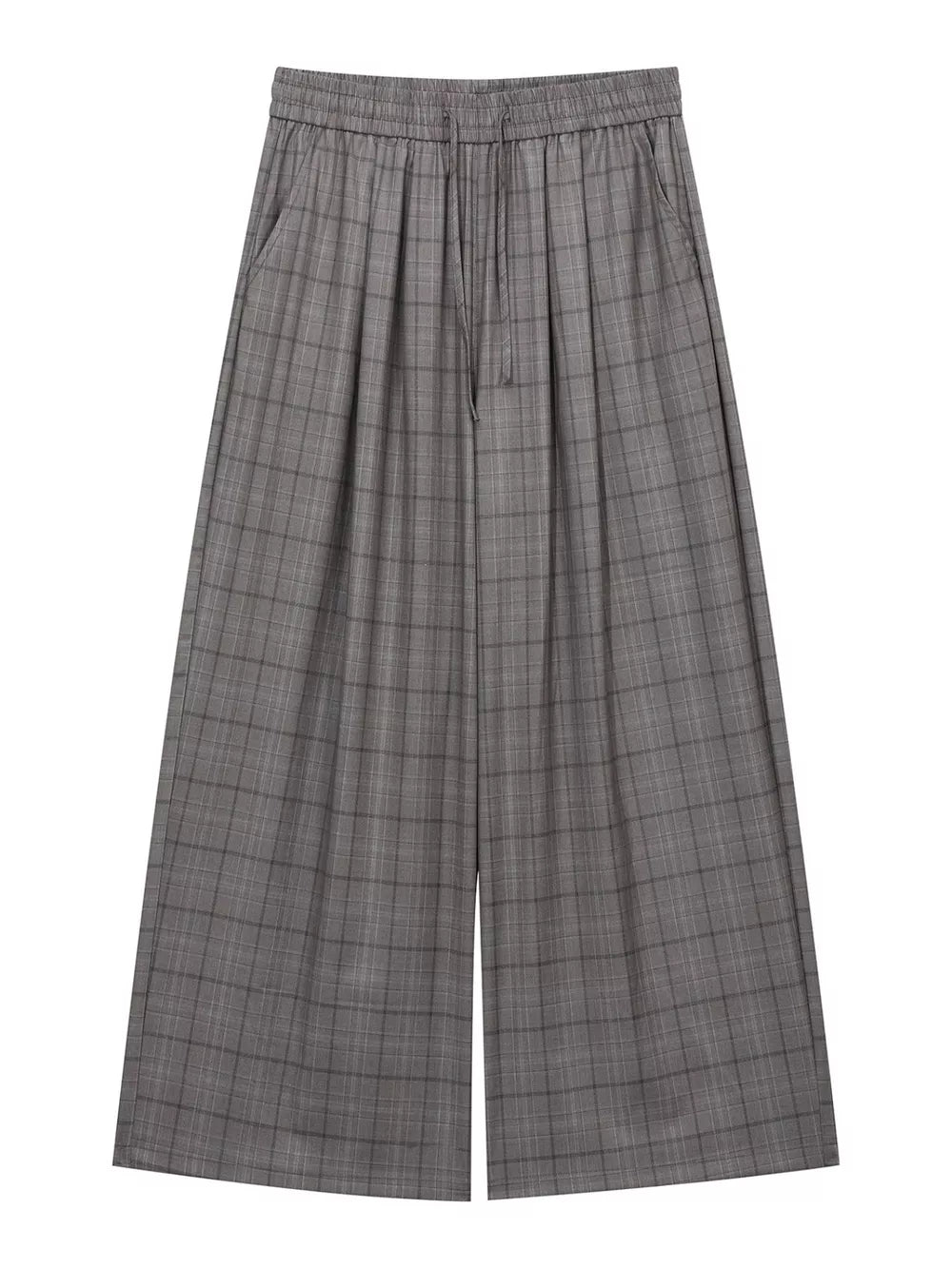 Gray Men's Plaid Wide-leg Pants