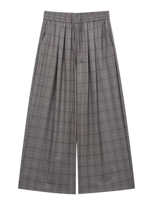 Gray Men's Plaid Wide-leg Pants