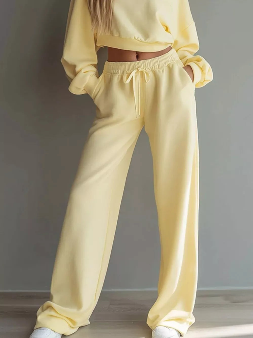 100% polyester Care instructions: Machine wash cold lounge set in Khaki with relaxed silhouette