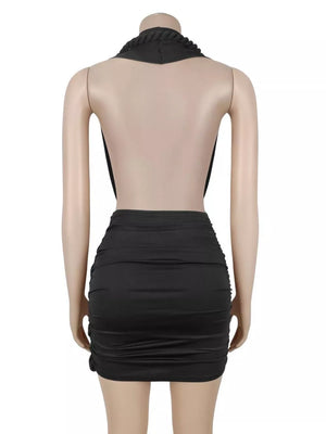glam mini dress in Black with halter