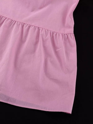 Pink tiered dress with ruffled hem