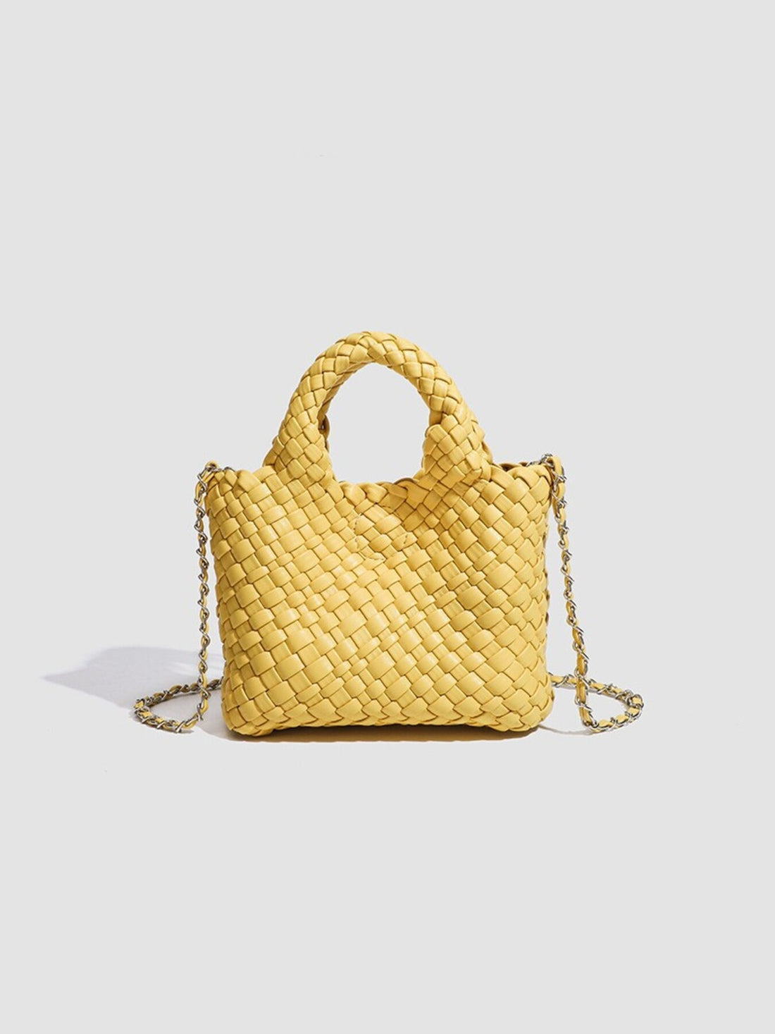 crossbody bag in Yellow with woven texture and mini