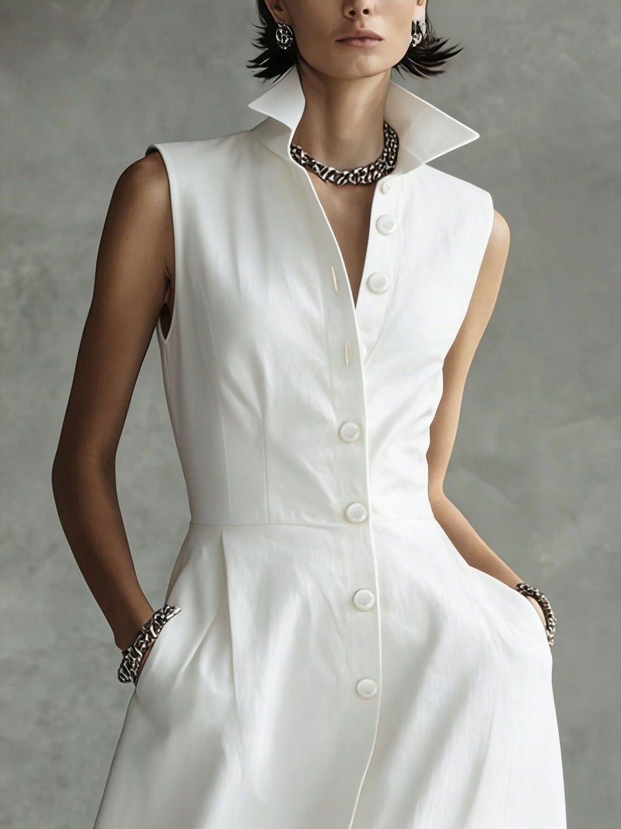 Dark Brown shirt dress with pocketed and sleeveless